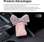 2 PCS Car Bling Seat Headrest Hooks, 3D Butterfly Bow Rhinestone Decoration Hook, Multi-function Storage Hanger for Purses and Bags, Cute Organizer for Car Rear Seat (Pink)
