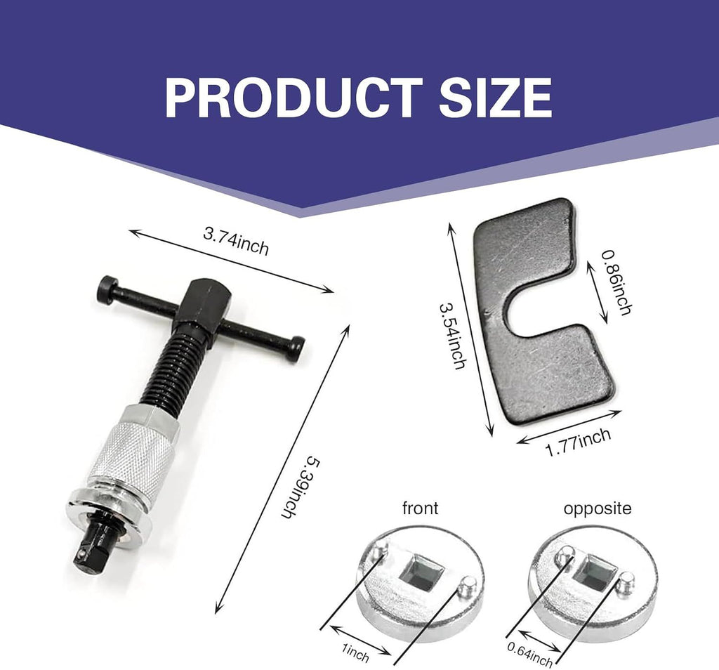 Car Brake Pad Replacement Tool, Disc Brake Caliper Compression Tool Kit, Anti-rust Piston Rewind Device with 2 Adapters and C-shaped Plate, Universal Repair Accessory for Cars (Silver)