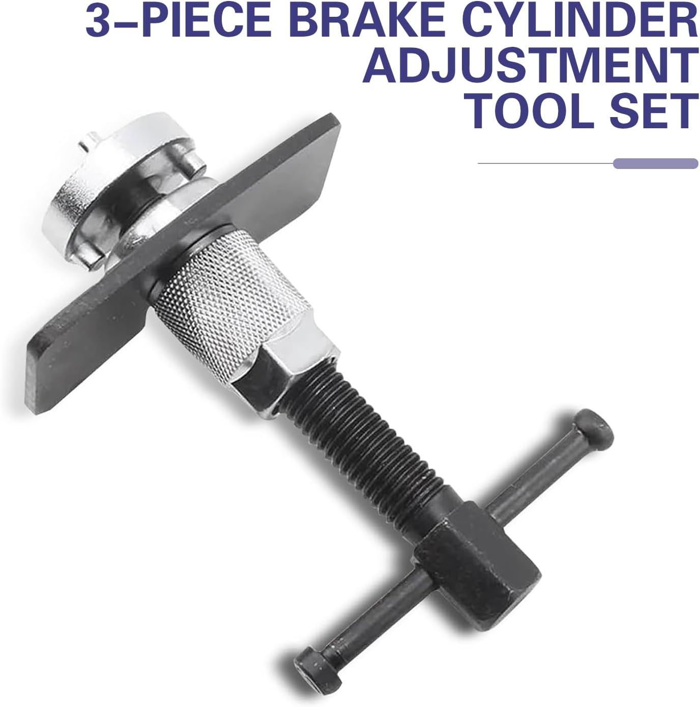 Car Brake Pad Replacement Tool, Disc Brake Caliper Compression Tool Kit, Anti-rust Piston Rewind Device with 2 Adapters and C-shaped Plate, Universal Repair Accessory for Cars (Silver)