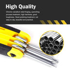 Folding Screwdriver Set, 8-in-1 Foldable High Leverage Screwdriver with Non-slip Handle, Carbon Steel Rustproof Portable Tool, Repair Tool for Car & Bike & Home (Yellow)