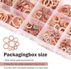 200 PCS Car Copper Crush Metric Washers Assortment Kit, 9 Sizes Flat Sealing Gasket Set, Anti-Leak Heat Resistant Oil Pan Washers, Replacement for Cars Motorcycles (Gold)