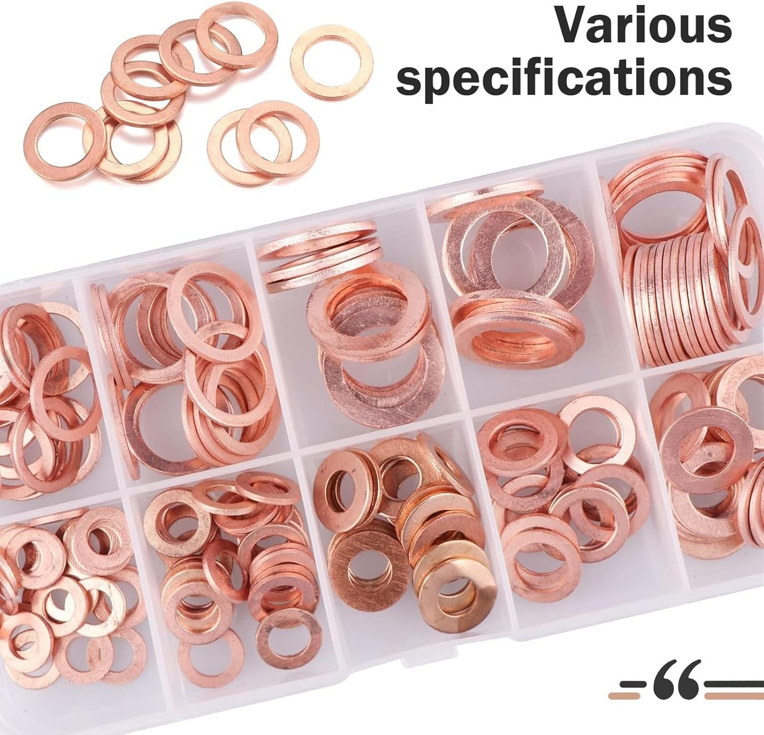 200 PCS Car Copper Crush Metric Washers Assortment Kit, 9 Sizes Flat Sealing Gasket Set, Anti-Leak Heat Resistant Oil Pan Washers, Replacement for Cars Motorcycles (Gold)