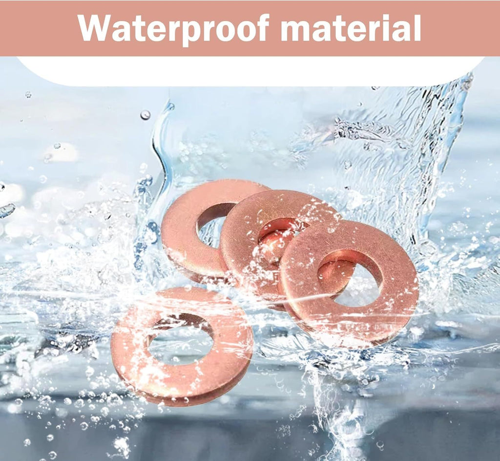 200 PCS Car Copper Crush Metric Washers Assortment Kit, 9 Sizes Flat Sealing Gasket Set, Anti-Leak Heat Resistant Oil Pan Washers, Replacement for Cars Motorcycles (Gold)