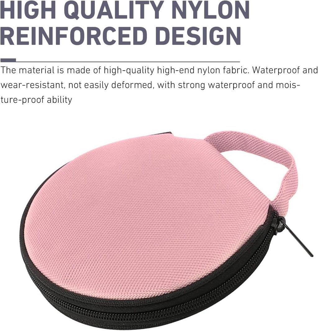 Car CD Case, 20-capacity Oxford Fabric Round Disc Organizer with Reinforced Handle, Waterproof DVD Storage Bag with Transparent Sleeves, Universal Portable CD Organizer for Car Home (Pink)