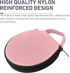 Car CD Case, 20-capacity Oxford Fabric Round Disc Organizer with Reinforced Handle, Waterproof DVD Storage Bag with Transparent Sleeves, Universal Portable CD Organizer for Car Home (Pink)