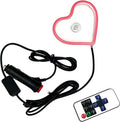 Car LED Ambient Light, Heart-Shaped Neon Window Light with Suction Cup, IP65 Waterproof 5 Modes Night Lighting Decoration, Romantic Mood Interior Accessory for Cigarette Lighter Socket (Pink)