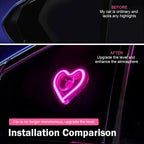Car LED Ambient Light, Heart-Shaped Neon Window Light with Suction Cup, IP65 Waterproof 5 Modes Night Lighting Decoration, Romantic Mood Interior Accessory for Cigarette Lighter Socket (Pink)