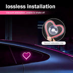 Car LED Ambient Light, Heart-Shaped Neon Window Light with Suction Cup, IP65 Waterproof 5 Modes Night Lighting Decoration, Romantic Mood Interior Accessory for Cigarette Lighter Socket (Pink)