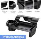 Car Window Storage Holder, Multi-function Cup Holder with Phone Slot & Storage Tray, ABS Anti-scratch Insert Extra Hanging Mount, Interior Organizer for Most Vehicles (Black)