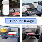 Car Window Storage Holder, Multi-function Cup Holder with Phone Slot & Storage Tray, ABS Anti-scratch Insert Extra Hanging Mount, Interior Organizer for Most Vehicles (Black)