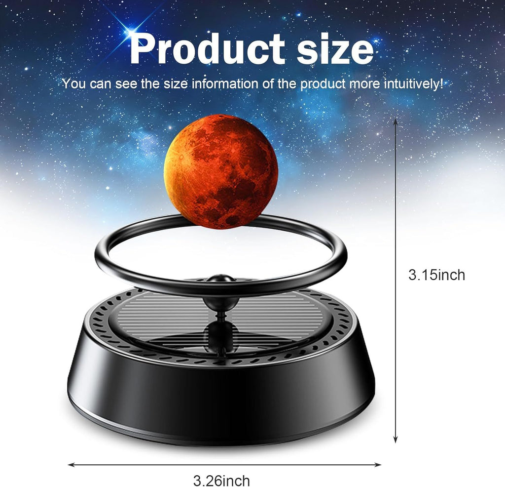 Solar Powered Levitating Mars Car Air Diffuser, Automatic Rotation Planet Dashboard Decorations, Self-adhesive Alloy Base, Suitable for Cars Home Decorations Gift Selections (Mars)