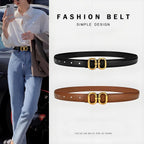 Genuine Leather Women‘s Belt 2-Pack - Classic Black & Dark Brown Dress Belt for Women - Trendy Casual Waist Belt for Jeans Trousers - 100cm