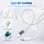 MFi Certified iPhone USB-C to Lightning Fast Charging Cable - 1M + 2M Combo Pack - Apple Compatible Charger Cord for iPhone 14/13/12/11 - White