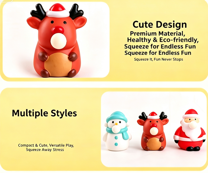 Squeeze Bubble Pop Stress Relief Toy 3-Pack - Cartoon Squishy Figure for Anxiety Relief - Christmas Snowman Decompression Toy (3-Pack)