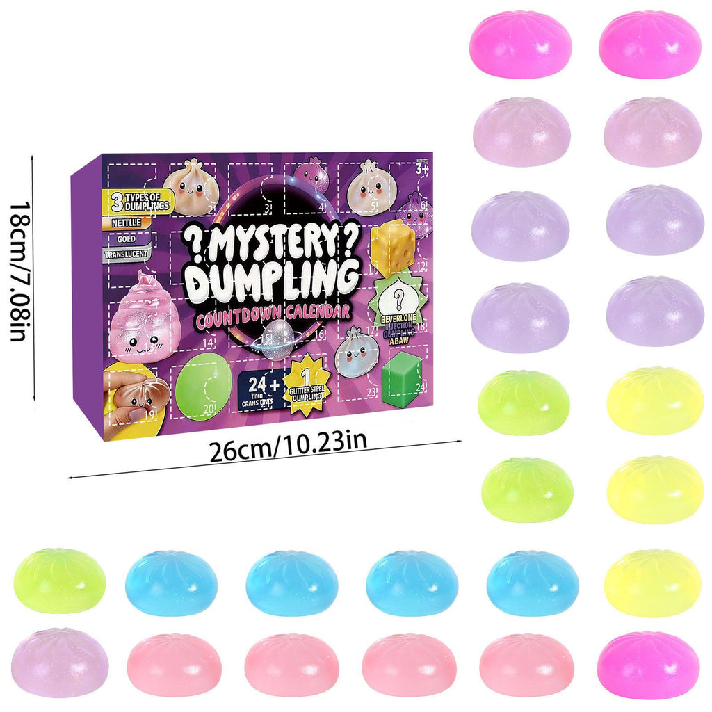 Adult Squishy Stress Relief Toy 24-Day Countdown Surprise Set - Mystery Dumpling Squeeze Calendar Gift Box - Decompression Toy - GJ876-010