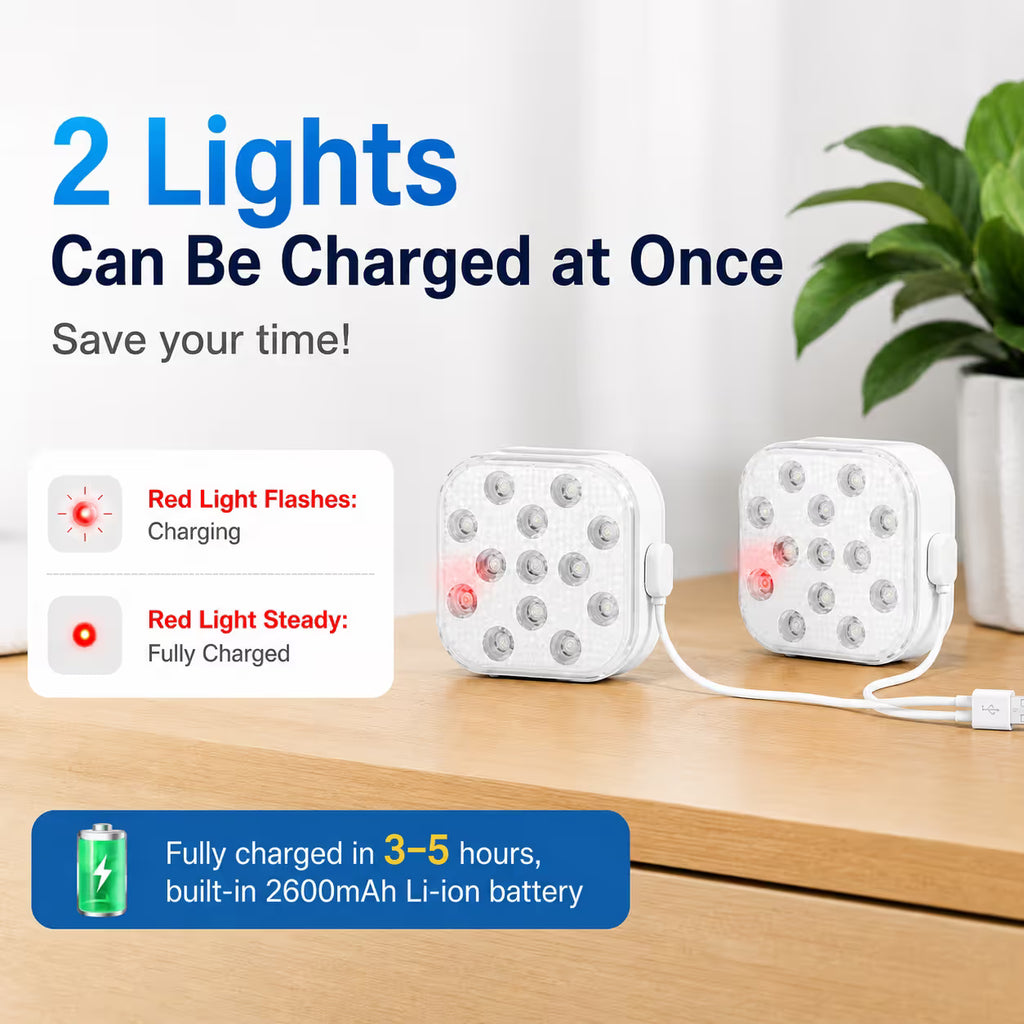 Rechargeable Magnetic Pool Light - IP68 Waterproof Underwater LED Light with Remote Control - 16 Colors 2600mAh Battery for Above Ground Inground Pools - 2 Pack