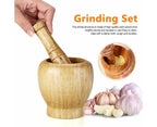 Kitchen Hand Manual Wood Garlic Ginger Spices Mortar Pestle Set Grinding Bowl Grinder