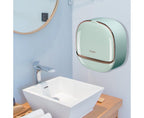 Soap Box Flip Cover Waterproof Dust-proof Wall-Mounted Soap Holder with Lid for Bathroom -Mint Green