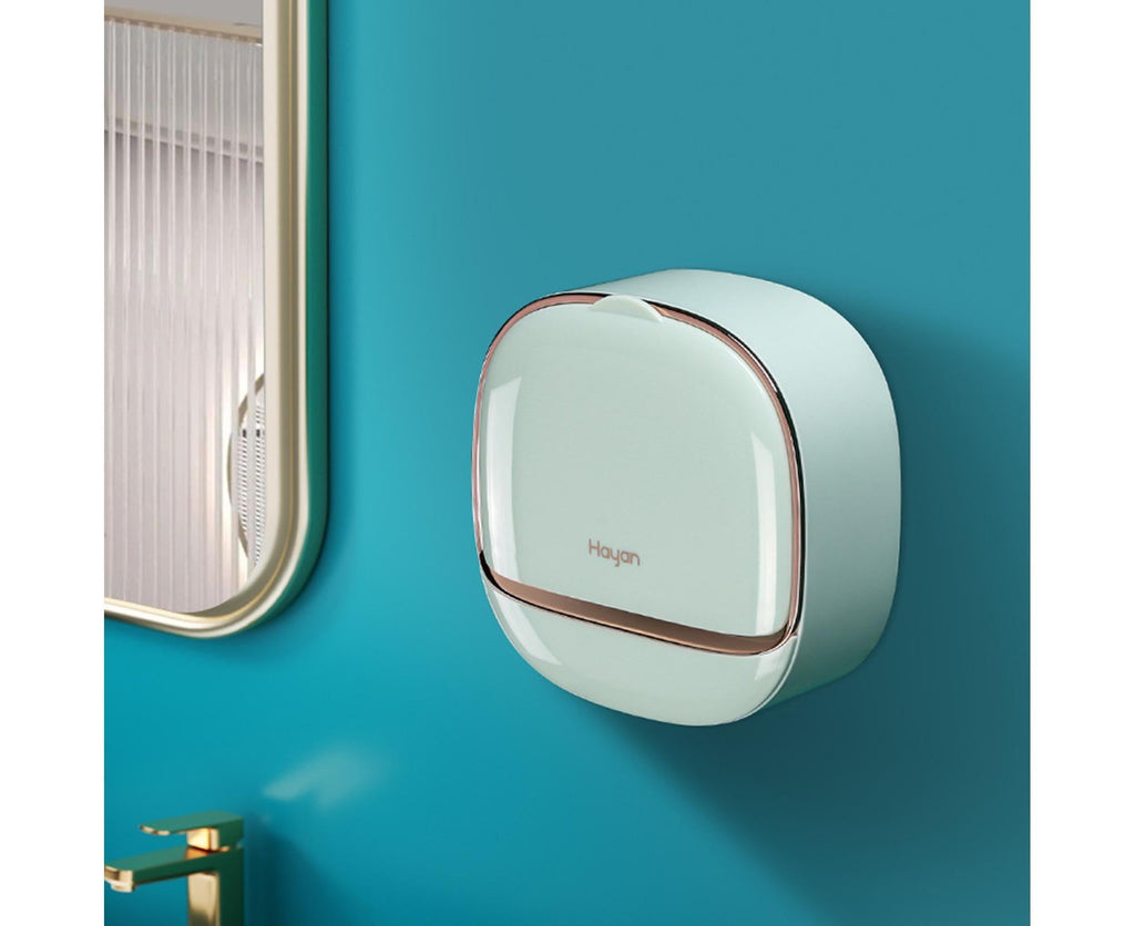 Soap Box Flip Cover Waterproof Dust-proof Wall-Mounted Soap Holder with Lid for Bathroom -Mint Green