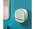 Soap Box Flip Cover Waterproof Dust-proof Wall-Mounted Soap Holder with Lid for Bathroom -Mint Green