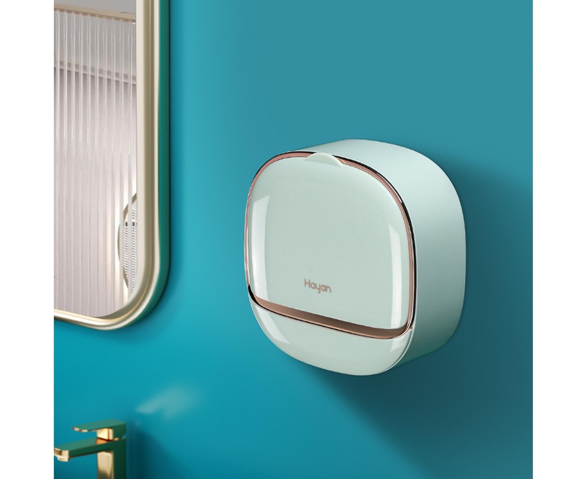 Soap Box Flip Cover Waterproof Dust-proof Wall-Mounted Soap Holder with Lid for Bathroom -Mint Green