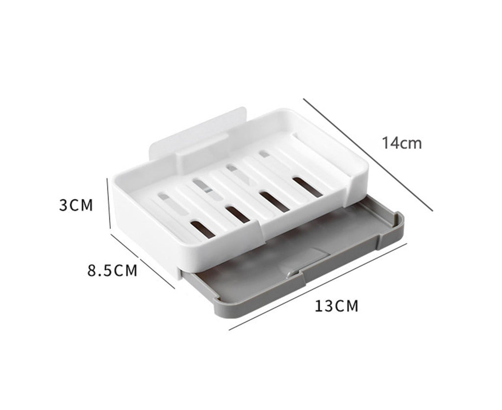 Soap Box Punch Free Good Load Capacity Plastic Soap Holder with Water Tray for Home - Red