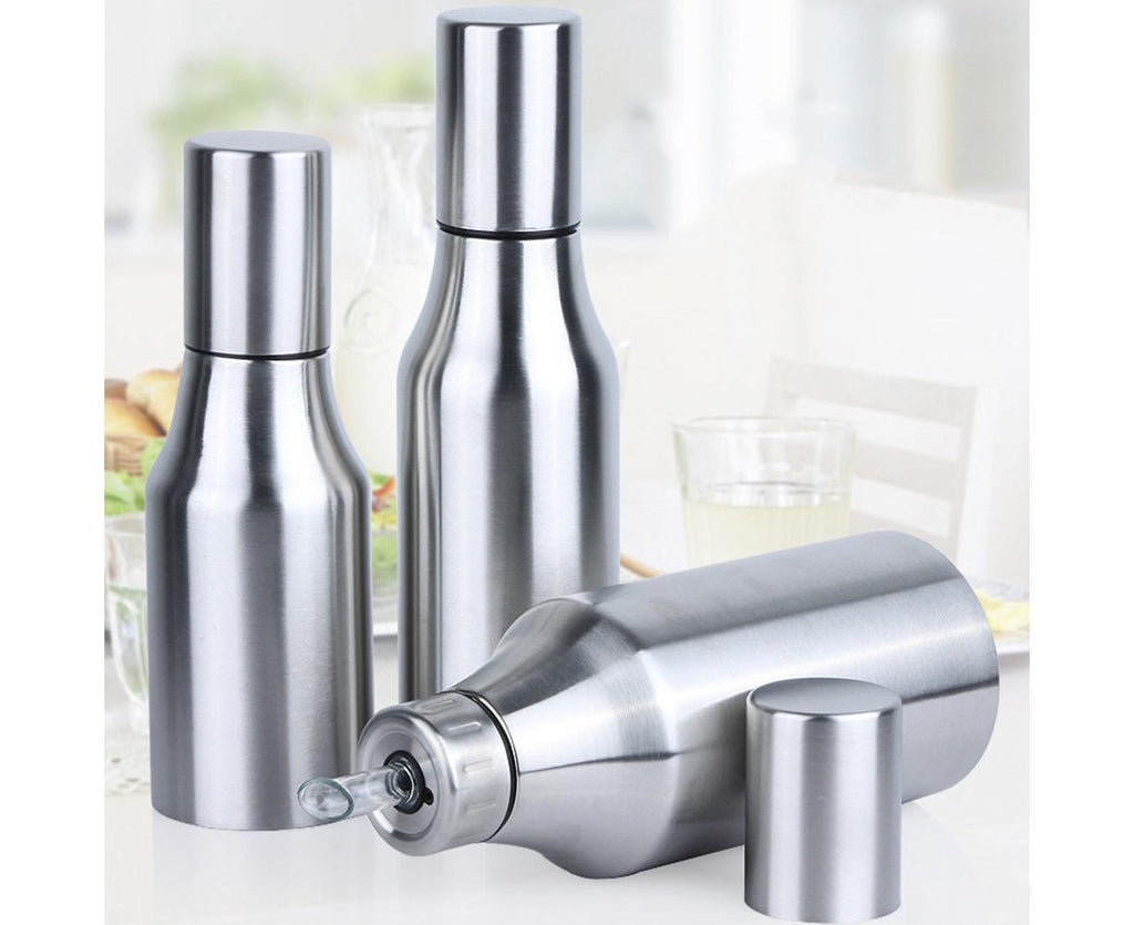 500ML 750ML 1000ML Stainless Steel Oil Vinegar Bottle Container Sauce Dispenser-Silver 750ML