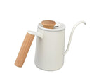 Stainless Steel Drip Coffee Pot, Long Gooseneck Spout Kettle, Tea Matte White, 600ml