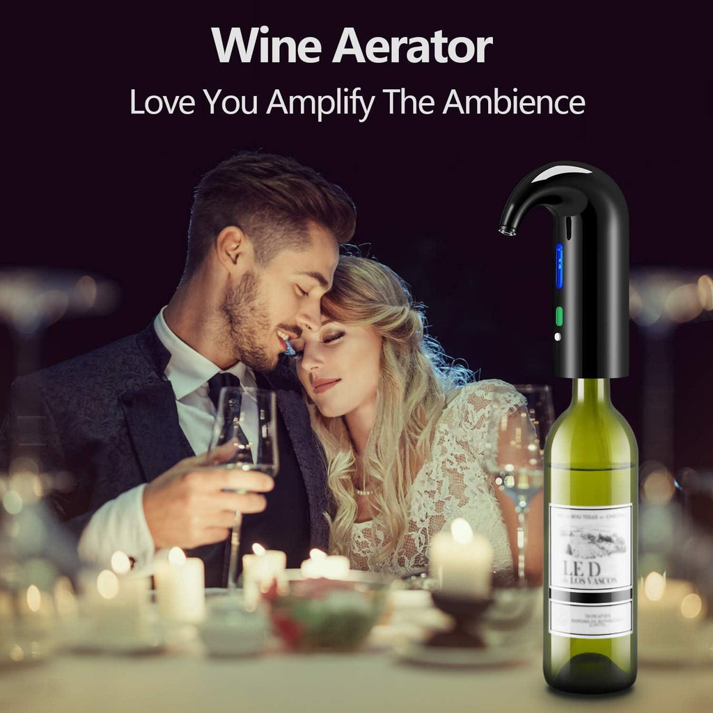 Wine Aerator Electric Wine Decanter One Touch Red - White Wine Accessories Aeration Work with Wine Opener for Beginner Enthusiast - Spout Pourer - Wine Preserver - Red