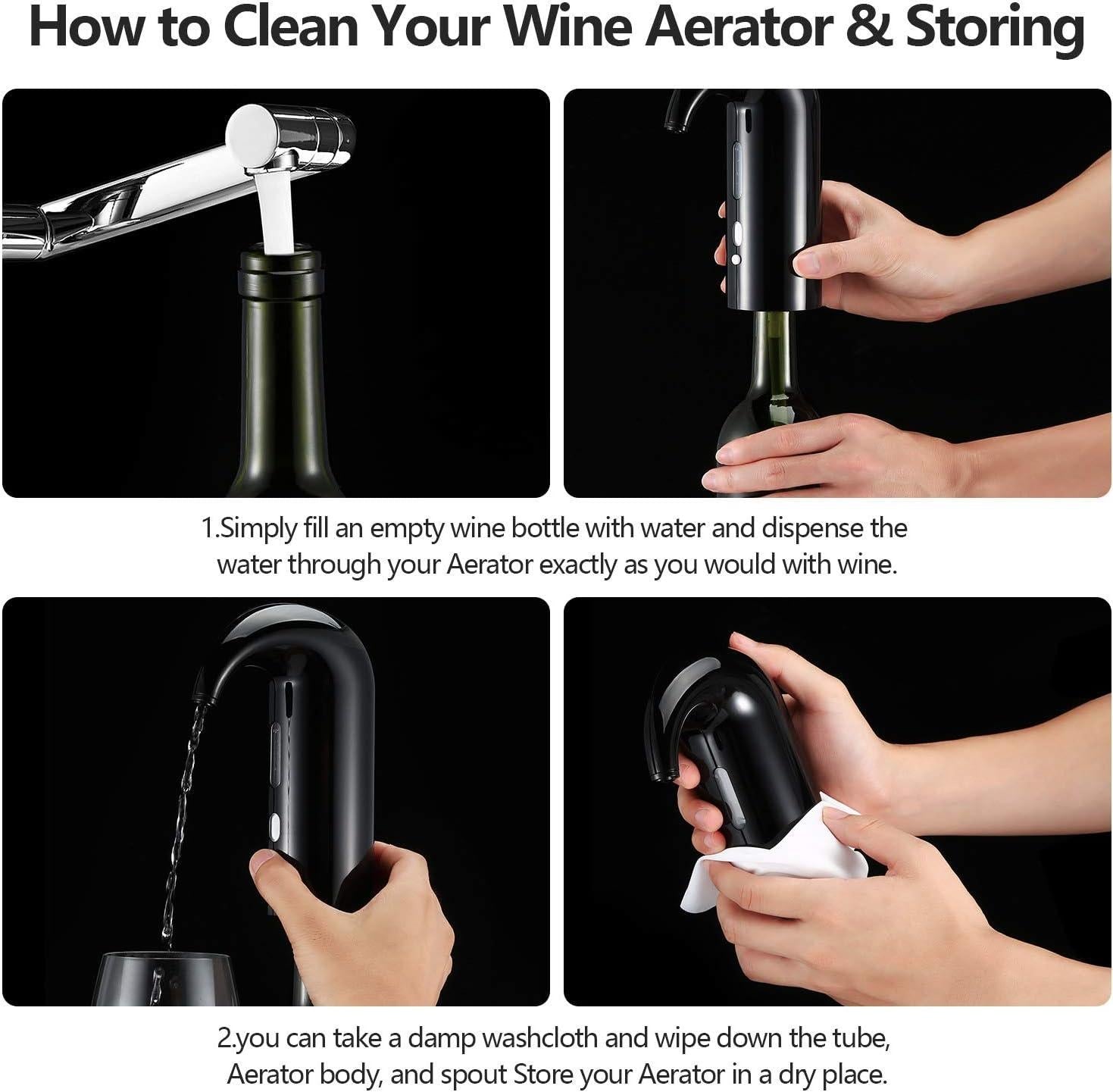 Wine Aerator Electric Wine Decanter One Touch Red - White Wine Accessories Aeration Work with Wine Opener for Beginner Enthusiast - Spout Pourer - Wine Preserver - Red