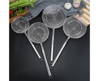 Long Handle Round Stainless Steel Colander Oil Filter Fried Food Grid Strainer-Silver 20