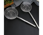 Long Handle Round Stainless Steel Colander Oil Filter Fried Food Grid Strainer-Silver 20