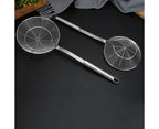 Long Handle Round Stainless Steel Colander Oil Filter Fried Food Grid Strainer-Silver 20