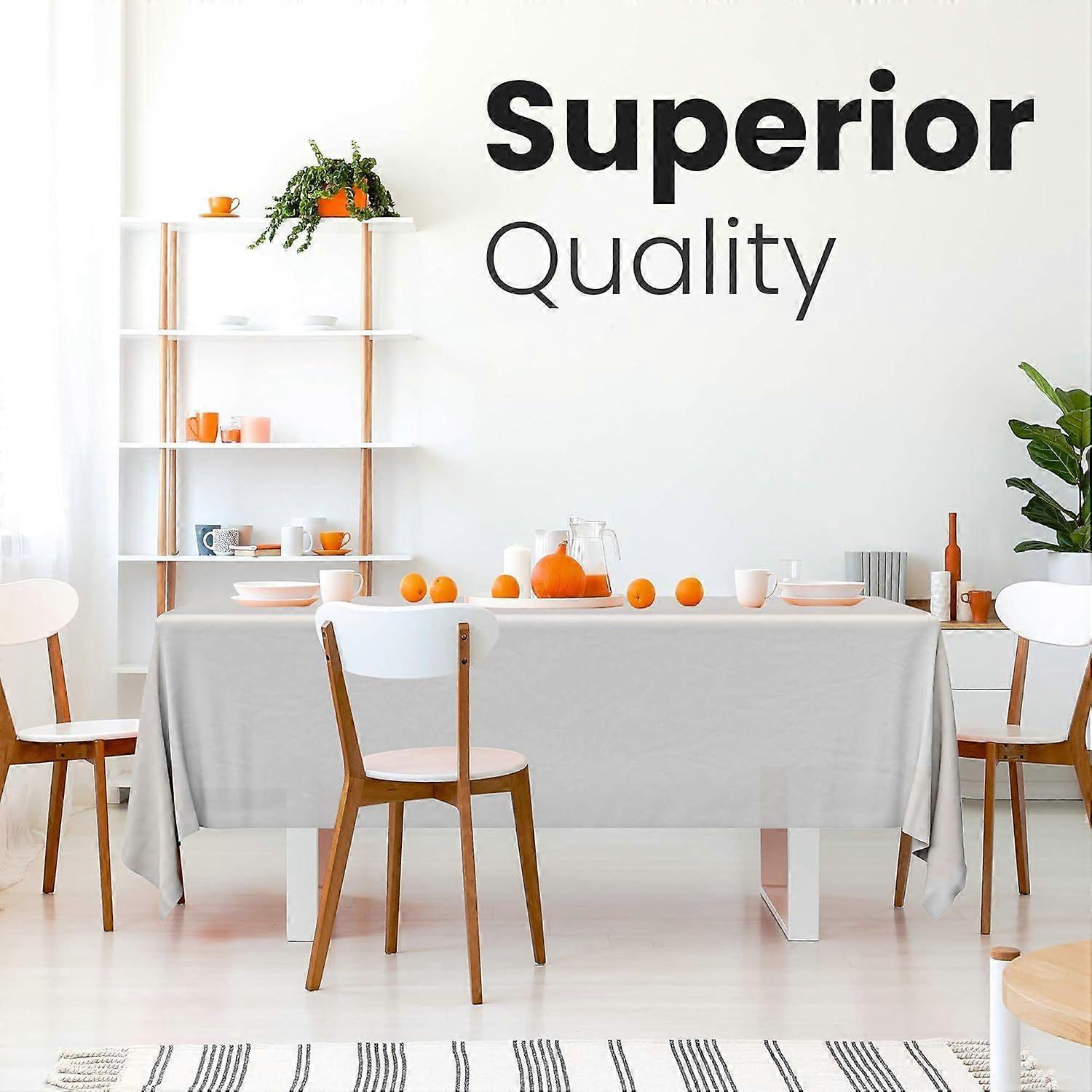 5 Pack Premium White Plastic Tablecloth - 108 x 54 in