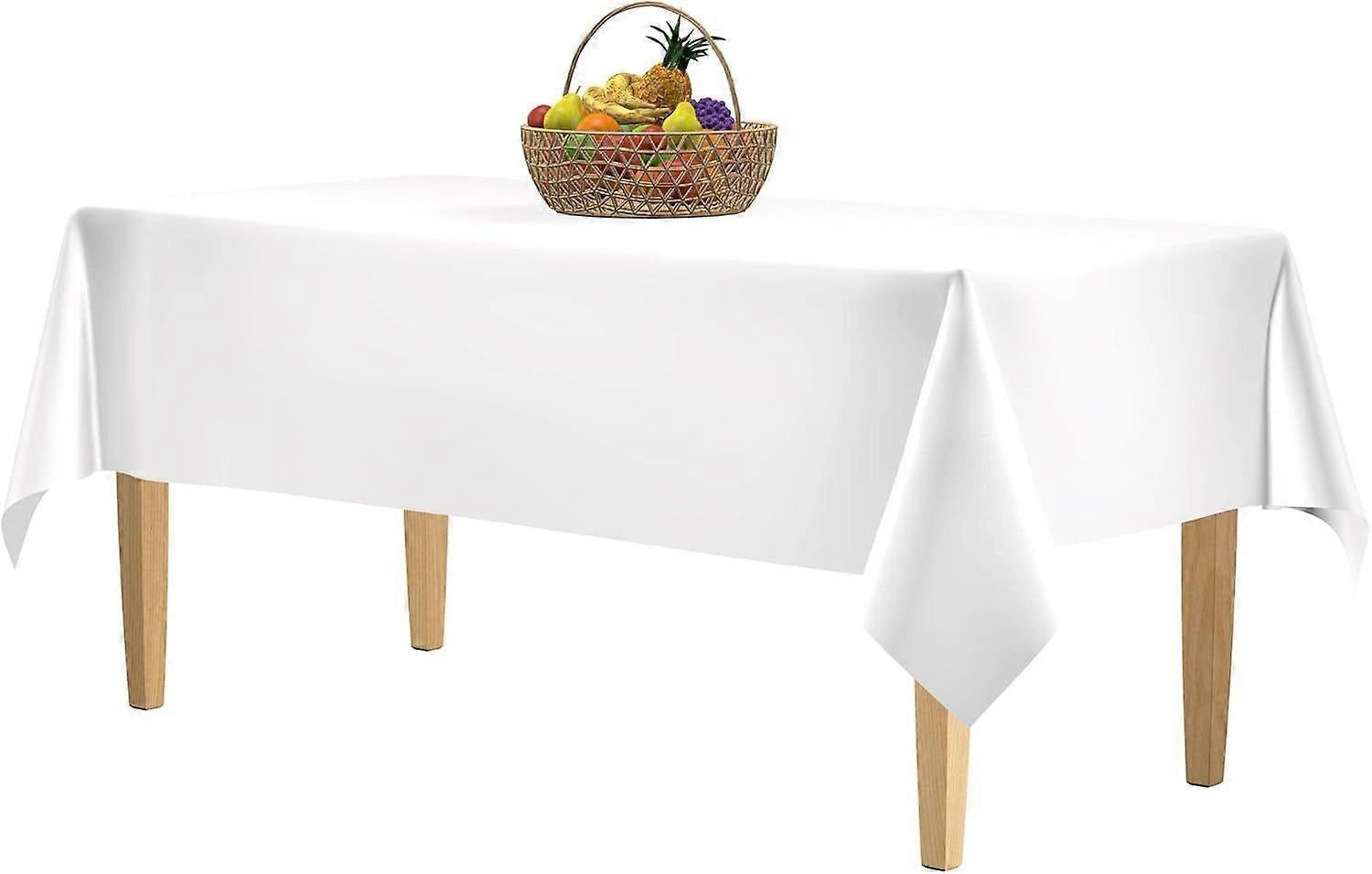 5 Pack Premium White Plastic Tablecloth - 108 x 54 in