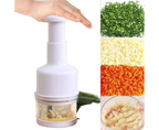 Garlic Grater Manual Multifunctional Stainless Steel Garlic Onion Food Chopper for Kitchen-White
