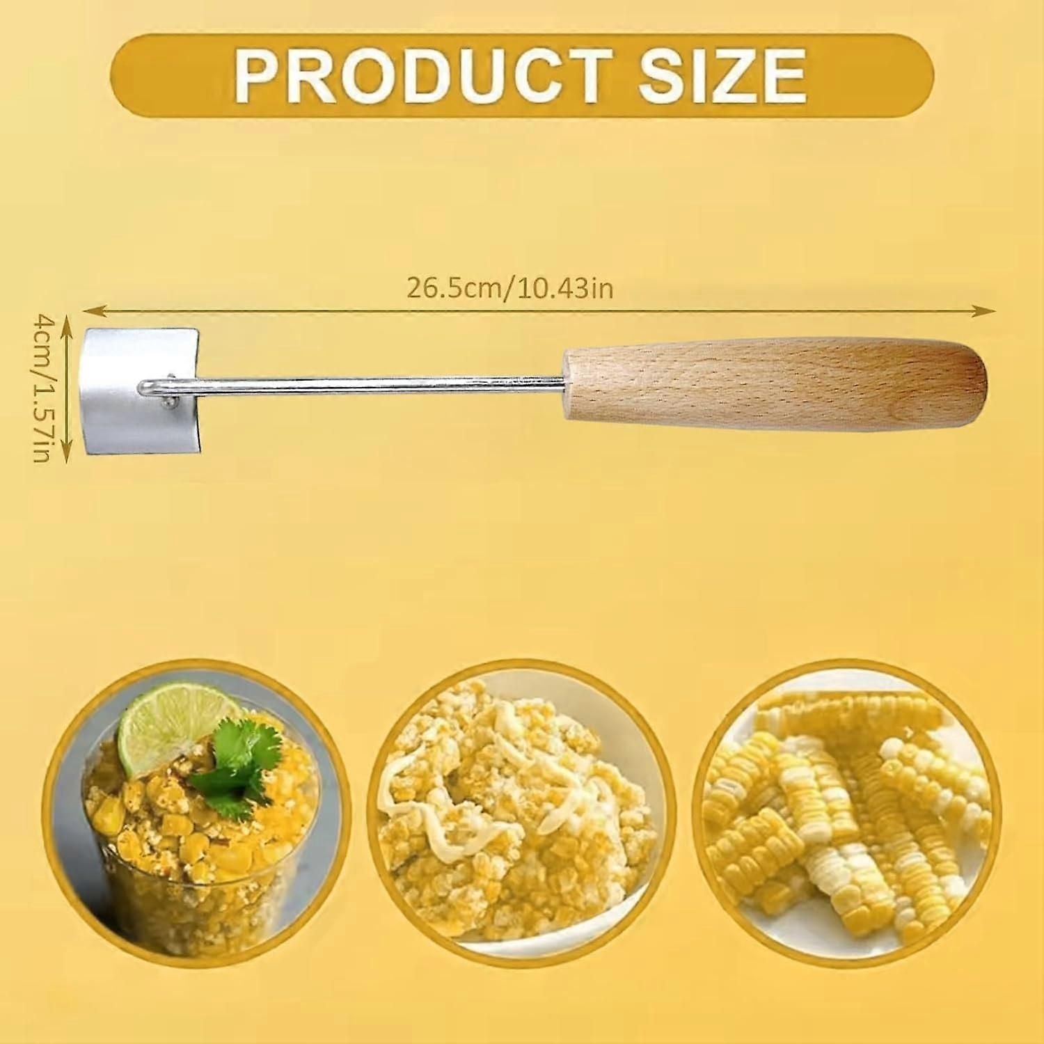 2PCS Stainless Steel Corn Stripper with Wooden Handle - Fast Kernel Removal