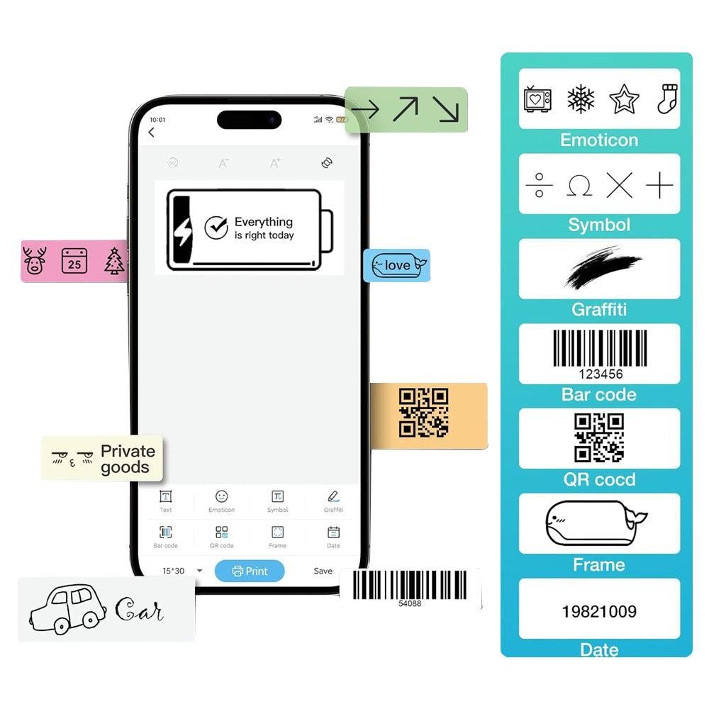 Portale Label Printer Wireless Bluetooth Label Maker Machine with Label Paper Pink