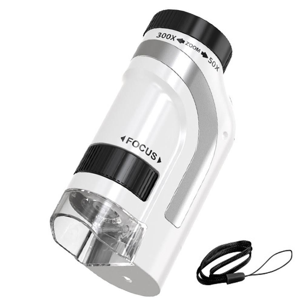 50X-300X Handheld Microscope with LED Lights Portable Pocket Zoom Silver