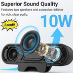 USB Wired Computer Speaker, HD Stereo Sound with Volume Control, Clamp-on Design, Black