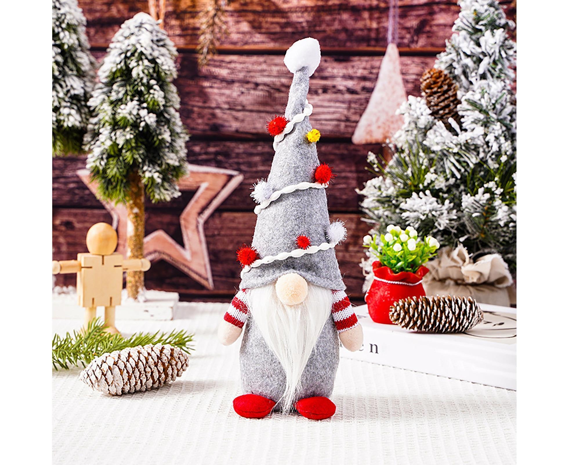 Gnome Doll Hat Design Xmas Bearded Doll-Grey