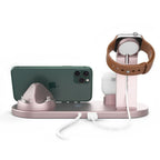 Wireless Charger Dock 3 in 1 Charging Station Wireless Charger Stand for Apple iPhone Watch -Rose gold