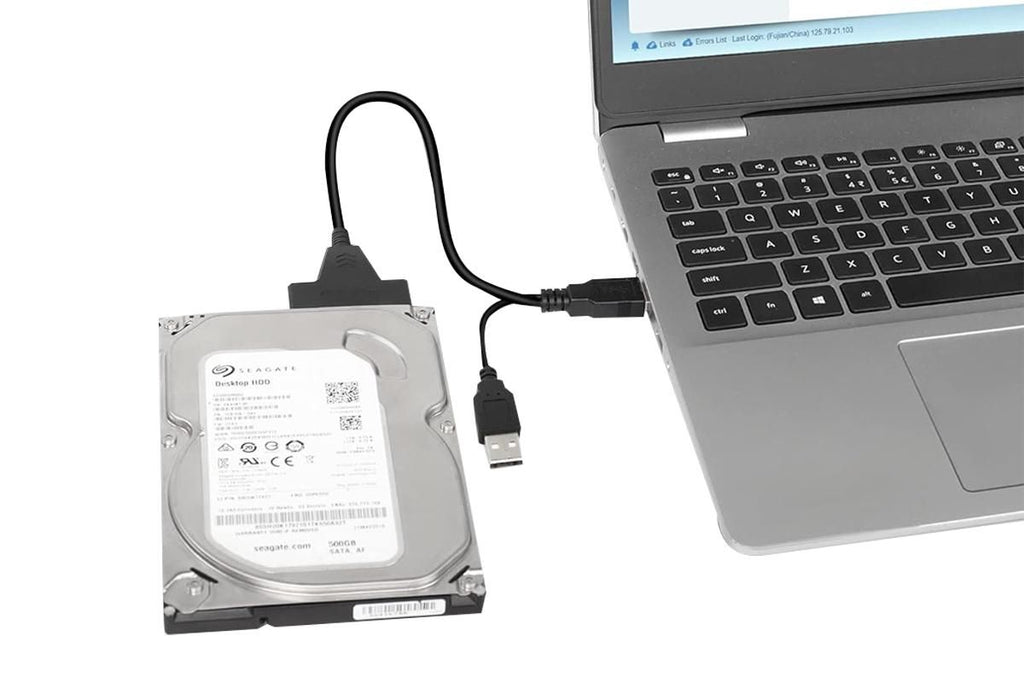 2Pcs USB 3.0 to SATA Hard Drive Adapter Cable External Hard Drive Converter Support for 2.5 inch Hard Drive HDD SSD Dual USB