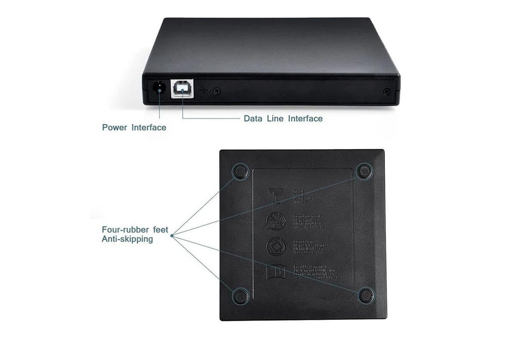 External CD RW Writer Player Protable USB 2.0 Drive for Laptop Notebook PC Desktop Computer-Black