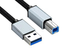 USB to USB 2.0 Printer Cable 1.5m Braided Cord for Scanner