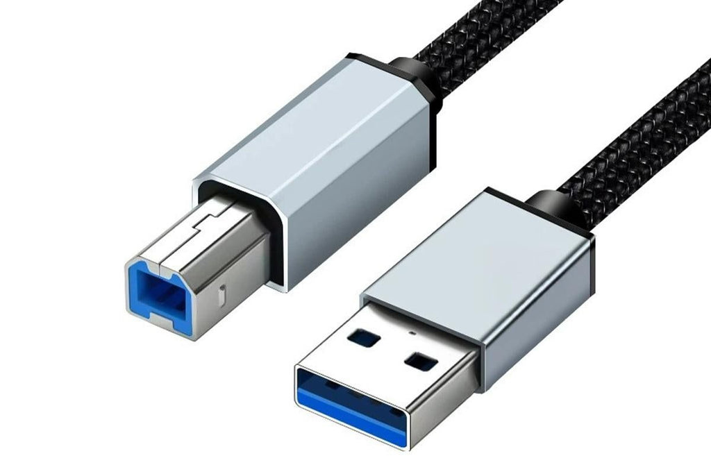 USB to USB 2.0 Printer Cable 1.5m Braided Cord for Scanner