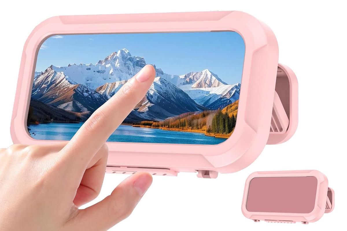 Waterproof Anti-Fog Rotating Shower Phone Holder for Bathroom-Light Pink