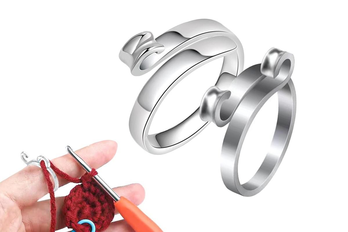 2Pcs Knitting Crochet Loop Ring for Fingers 2Pcs Knitting Yarn Guide Finger Holder-Style 3