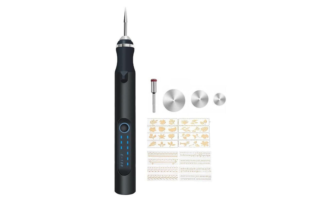Electric Micro Engraver Pen DIY Engraving Tool Kit Cordless Portable Rechargeable Engraving Pen-Black