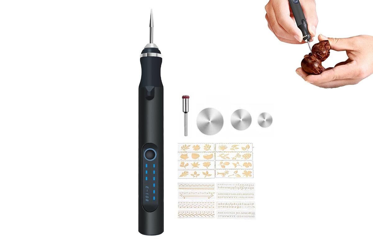 Electric Micro Engraver Pen DIY Engraving Tool Kit Cordless Portable Rechargeable Engraving Pen-Silver